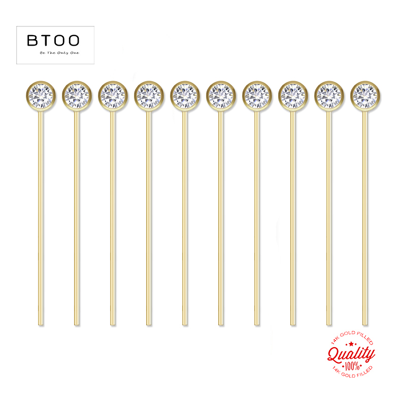 Jewelry Making Head Pins - 14-karatowe pozłacane cyrkonią szpilki igły do