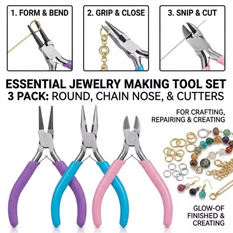 Jewelry Making Round Nose Pliers - 【L】1/3 SZT. Zestaw szczypiec do wyrobu