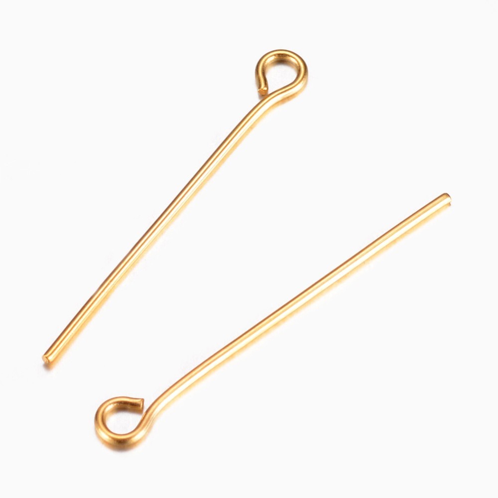 Jewelry Making Head Pins - 20 szt. złotych szpilek z oczkiem